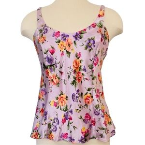 90s Victoria’s Secret Silk Lilac Purple Vintage Camisole Rose Floral Tank Top M
